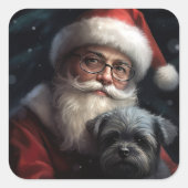 Affenpinscher met Sinterklaas Feestelijke Kerstmis Vierkante Sticker (Voorkant)