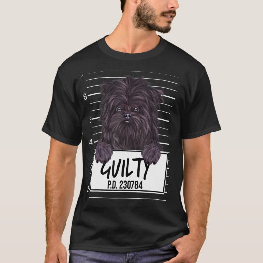 Affenpinscher Mugshot Schuldige Hond T-shirt (Voorkant)