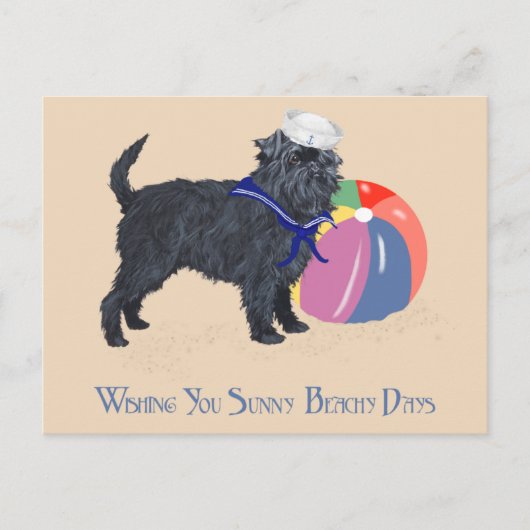 Affenpinscher op het strand briefkaart (Voorkant)