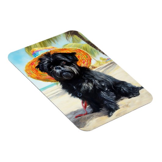 Affenpinscher op het strand, zomer cadeau voor hon magneet (Rechterzijde)