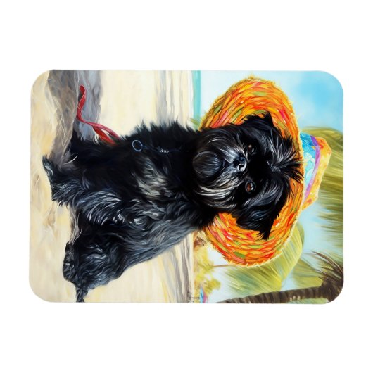 Affenpinscher op het strand, zomer cadeau voor hon magneet (Horizontaal)