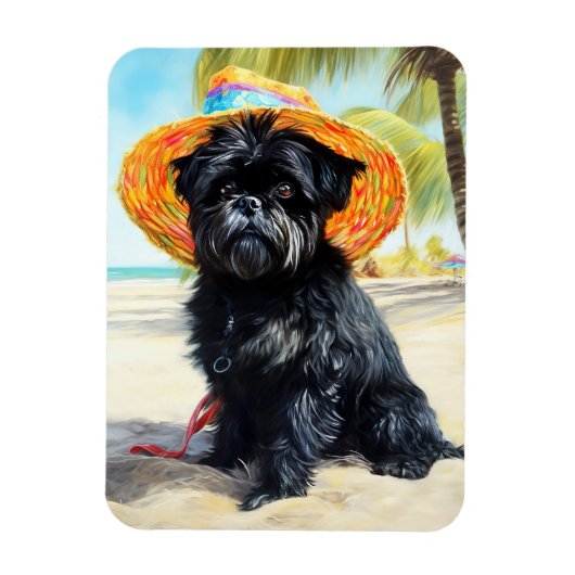 Affenpinscher op het strand, zomer cadeau voor hon magneet (Verticaal)