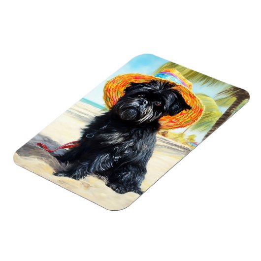 Affenpinscher op het strand, zomer cadeau voor hon magneet (Linkerzijde)