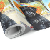 Affenpinscher op strand, zomercadeau voor hondenli cadeaupapier (Rol Hoek)