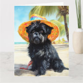 Affenpinscher op strand, zomercadeau voor hondenli kaart (Voorkant)