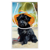 Affenpinscher op strand, zomercadeau voor hondenli klein cadeauzakje (Achterkant)