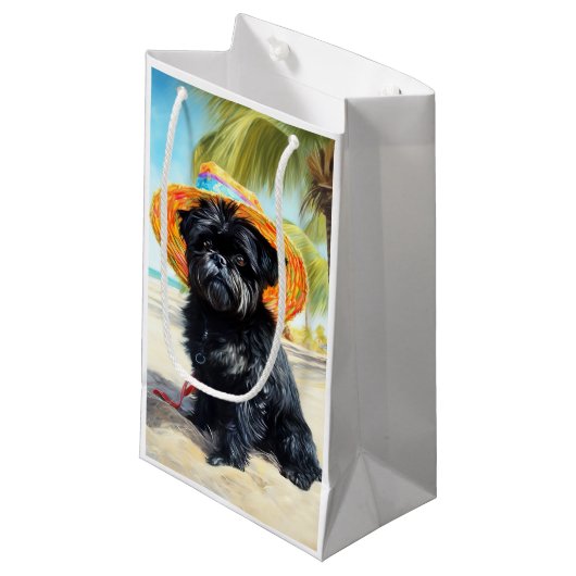 Affenpinscher op strand, zomercadeau voor hondenli klein cadeauzakje (Voorkant Gekanteld)