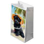 Affenpinscher op strand, zomercadeau voor hondenli klein cadeauzakje (Achterkant Gekanteld)