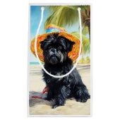 Affenpinscher op strand, zomercadeau voor hondenli klein cadeauzakje (Voorkant)