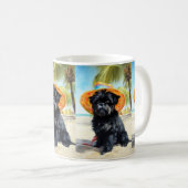 Affenpinscher op strand, zomercadeau voor hondenli koffiemok (Voorkant rechts)