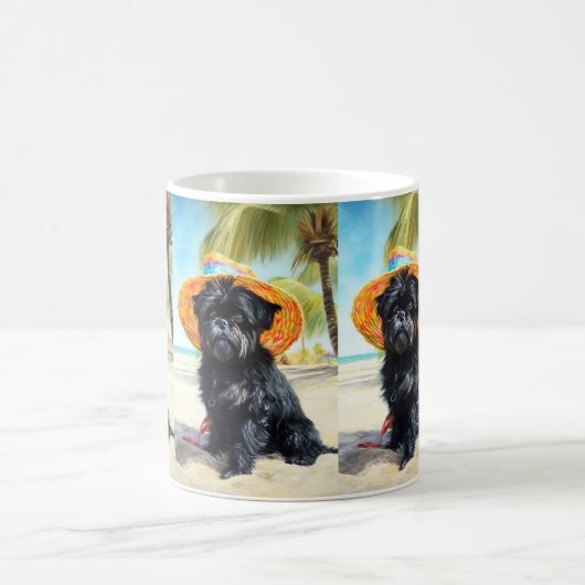 Affenpinscher op strand, zomercadeau voor hondenli koffiemok (Center)