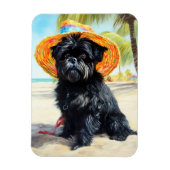 Affenpinscher op strand, zomercadeau voor hondenli magneet (Verticaal)