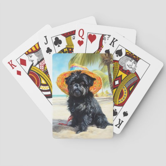 Affenpinscher op strand, zomercadeau voor hondenli pokerkaarten (Achterkant)