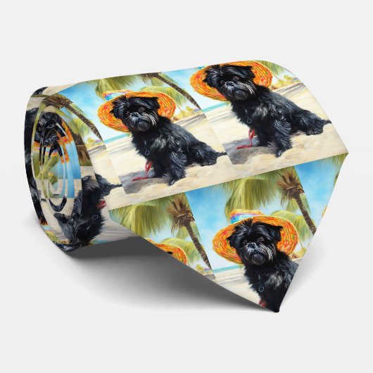 Affenpinscher op strand, zomercadeau voor hondenli stropdas (Opgerold)