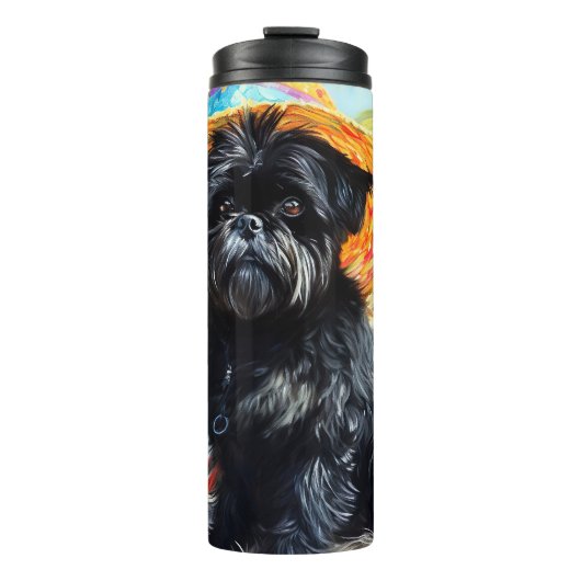 Affenpinscher op strand, zomercadeau voor hondenli thermosbeker (Voorkant)