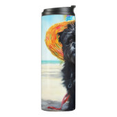 Affenpinscher op strand, zomercadeau voor hondenli thermosbeker (Gedraaid links)