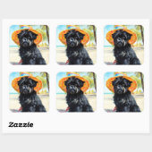 Affenpinscher op strand, zomercadeau voor hondenli vierkante sticker (Vel)