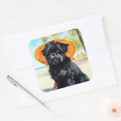 Affenpinscher op strand, zomercadeau voor hondenli vierkante sticker (Envelop)