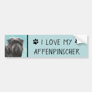 Affenpinscher Painting - Cute Original Dog Art Bumpersticker