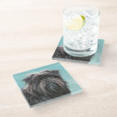 Affenpinscher Painting - Cute Original Dog Art Glazen Onderzetter (Schuin)