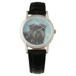 Affenpinscher Painting - Cute Original Dog Art Horloge