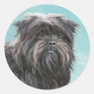 Affenpinscher Painting - Cute Original Dog Art Ronde Sticker