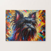 Affenpinscher Puzzel: Zwarte Monkey Terrier Legpuz Legpuzzel (Horizontaal)