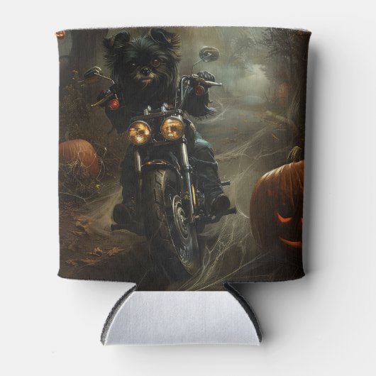 Affenpinscher Rijden Motorfiets Halloween Eng Blikjeskoeler (Voorkant)