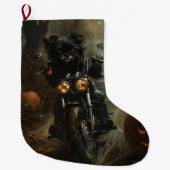 Affenpinscher Rijden Motorfiets Halloween Eng Grote Kerstsok (Voorkant)