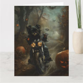 Affenpinscher Rijden Motorfiets Halloween Eng Kaart (Voorkant)