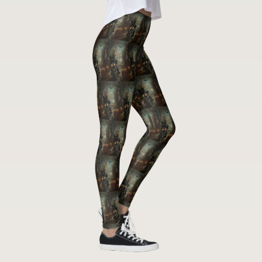 Affenpinscher Rijden Motorfiets Halloween Eng Leggings (Rechts)