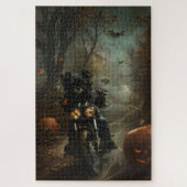 Affenpinscher Rijden Motorfiets Halloween Eng Legpuzzel (Verticaal)