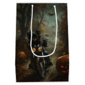 Affenpinscher Rijden Motorfiets Halloween Eng Medium Cadeauzakje (Achterkant)
