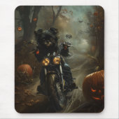 Affenpinscher Rijden Motorfiets Halloween Eng Muismat (Voorkant)
