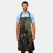 Affenpinscher Rijden Motorfiets Halloween Eng Schort (Gedragen)