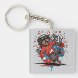 Affenpinscher Rock Star Singer Musical Podcast Art Sleutelhanger