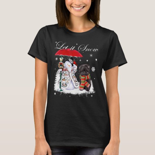 Affenpinscher Santa Dog Kerstmis Snowman Xmas Paj T-shirt (Voorkant)