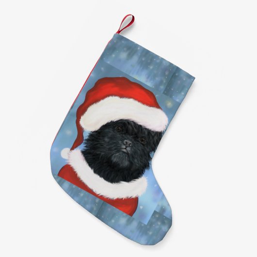 Affenpinscher Santa Kleine Kerstsok (Voorkant (Hangend))