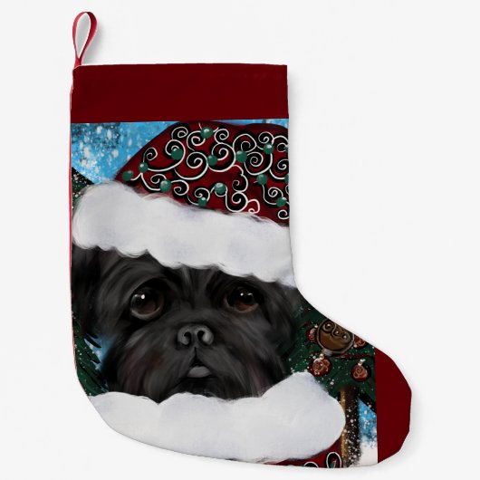 Affenpinscher Santa Kleine Kerstsok (Voorkant)