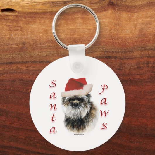 Affenpinscher Santa Paws Sleutelhanger (Voorkant)