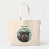 Affenpinscher Schilderij Zwart en Zilver Dog Art Grote Tote Bag (Voorkant)