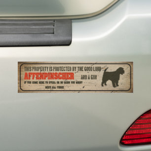 Affenpinscher Silhouette Funny Guard Dog Waarschuw Bumpersticker