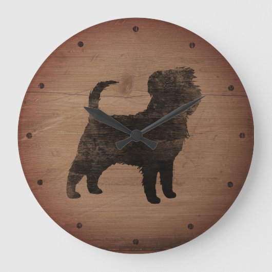 Affenpinscher Silhouette Rustic Grote Klok (Voorkant)