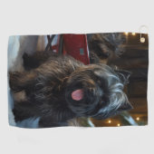 Affenpinscher Sneeuw Slede Rit Kerst Decoratie Golfhanddoek (Horizontaal)
