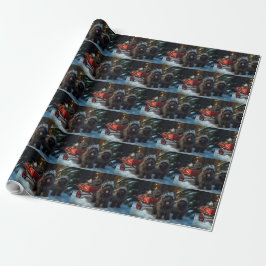 Affenpinscher Sneeuwrijke slee-rit Kerstdecoratie Cadeaupapier