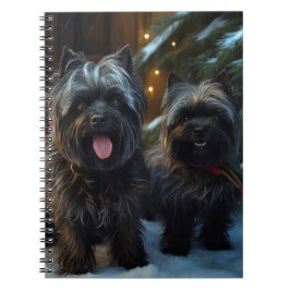 Affenpinscher Sneeuwrijke slee-rit Kerstdecoratie Notitieboek