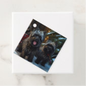 Affenpinscher Snowy Sleigh Ride Kerstdecoratie Bedankjes Labels (In situ)