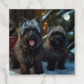 Affenpinscher Snowy Sleigh Ride Kerstdecoratie Bedankjes Labels (Achterkant)