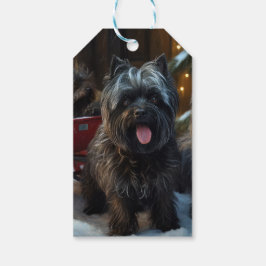 Affenpinscher Snowy Sleigh Ride Kerstdecoratie Cadeaulabel