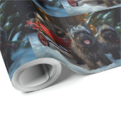 Affenpinscher Snowy Sleigh Ride Kerstdecoratie Cadeaupapier (Rol Hoek)